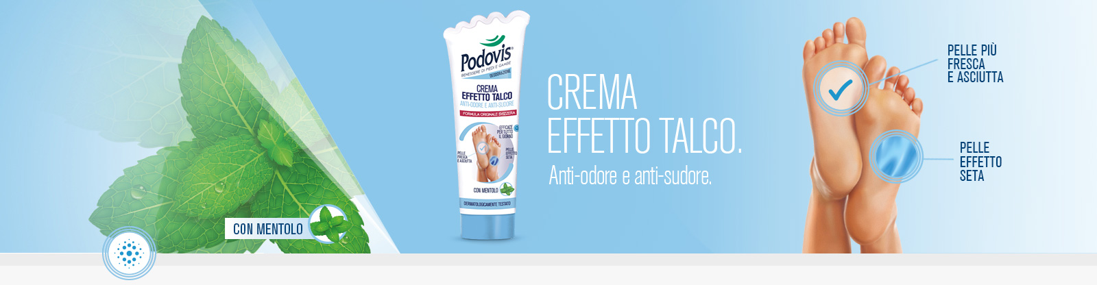 Podovis: crema effetto talco, azione assorbi odore e deodorante