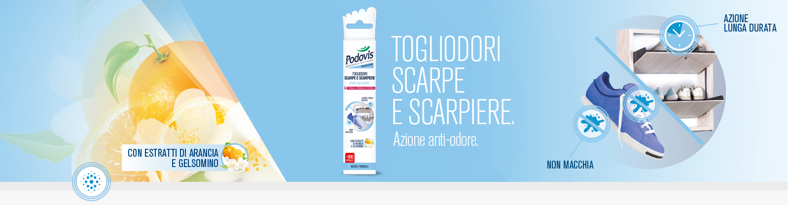 Podovis: Togli odori scarpe e scarpiere, azione anti-odore